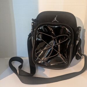 Jordan Black Patent-Accent Crossbody Bag